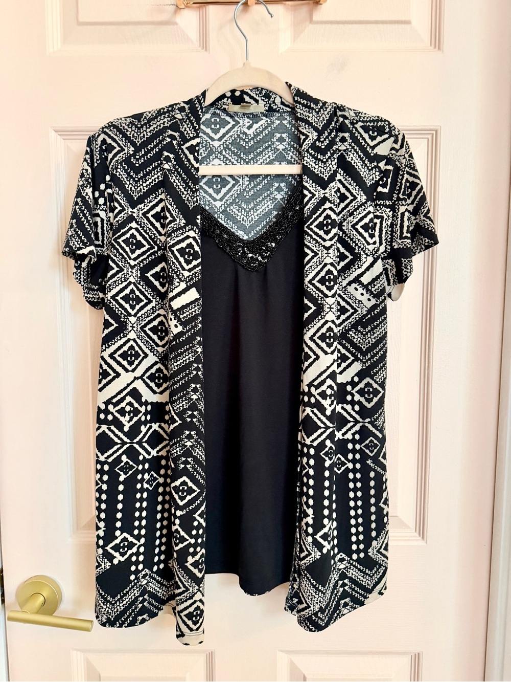 Black and white lavish top